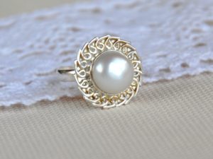 Inel din argint cu perlă de cultură